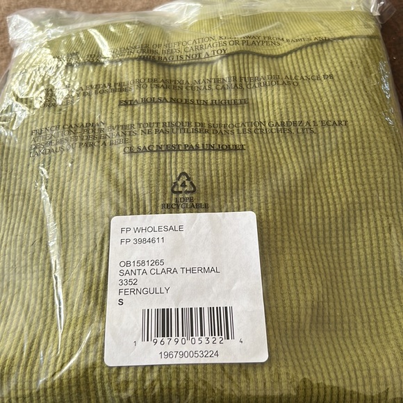 Free people Santa Clara thermal ferngully women top sweater top size S olive nwt - Picture 2 of 4